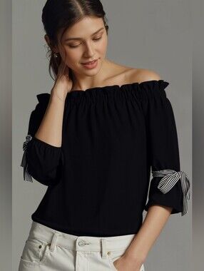 Sweet Pea By Stacy Frati Black Off Shoulder Top